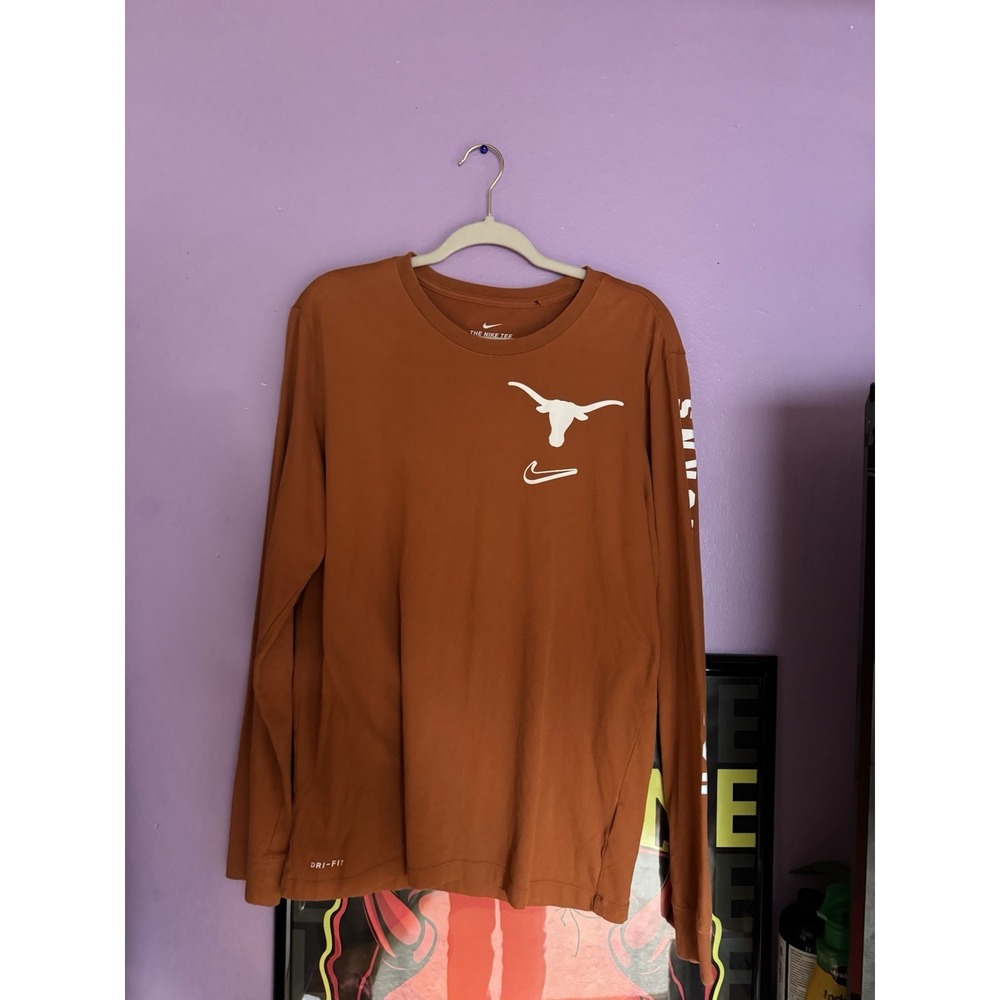 Nike Texas Longhorns Men's Dri-Fit Long Sleeve T-Shirt Gray/Orange, Size Large